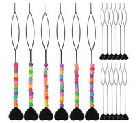 LIFKOME Lot de 18 Aiguilles à Perler de Cœur pour Tressage de Cheveux 6 Perles Intégrées et 12 sans Perles Outil de Coiffure Pratique pour Femmes et Filles Accessoires Cheveux pour