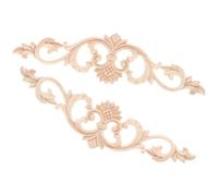 LIFKOME Lot de 2 Appliques Décoratives en Bois Massif Sculpté 30 X 8 CM Couleur Bois Naturel Bordure de Carrelage et Moulures Décoratives pour Décoration de Meubles Portes D’Armoires