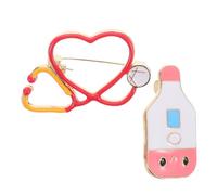 LIFKOME Lot de 2 Broches Médicales en Alliage Coloré Épingles Vintage Stéthoscope et Thermomètre Accessoires Décoratifs pour Infirmière Présent Journée des Infirmières Insignes Femmes