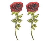 LIFKOME Lot de 2 Écussons à Paillettes Roses à Coudre, Patchs Tissu pour Vêtements et Paquet, Accessoires Vestimentaires Décoratifs, Roseraie, Appliques Brodées pour Couture et Réparation