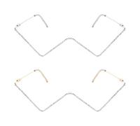 LIFKOME Lot de 2 montures de lunettes géométriques sans verres, en plastique et métal, scintillantes, en forme de V, pour fêtes tropicales, soirées disco et style quotidien
