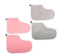 LIFKOME Lot De 2 Paires De Couvre-pieds Paraffine De Beauté Taille Unique Bande Élastique, Chauffe, Soins Spa Pour Usage Professionnel Et Domestique, En Coton Isolant Thermique Rose Clair Et Gris