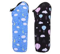 LIFKOME Lot De 2 Paquet Isothermes pour Biberons De Bébé, Taille Moyenne, en Tissu Isolant, Portable pour Poussette, Maintien Température, Bleu Ciel Et Blanc Nuage, Pratique pour Sorties en Plein Air