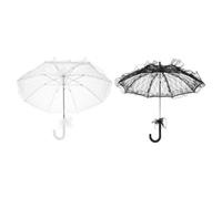 LIFKOME Lot de 2 Parapluies en Dentelle Faits Main Diamètre 60 CM Poignées 56 CM Parasols Décoratifs Noir et Blanc pour Mariage Goûter Spectacles et Séances Photo en Extérieur