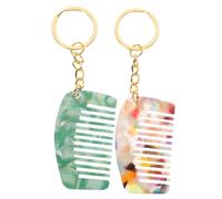 LIFKOME Lot de 2 Peignes à Dents Larges Mini 5,3x3,1 Cm en Acétate pour Cheveux Bouclés et Mouillés Porte-clés Pratique Voyage Femmes