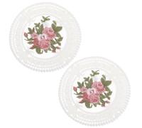 LIFKOME Lot de 2 sous-Verres Ronds en Dentelle Blanche 11,8x11,8 Cm, Napperons Brodés Fleurs, Isolants Thermiques pour Boissons, Décoration Table Bois, Accessoires Réutilisables