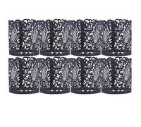 LIFKOME Lot de 20 Abat-Jour Creux en Papier Noir pour Bougies LED Emballage en Papier pour Bougie Motifs Floraux Décoration de Fête d'Anniversaire et Mariage