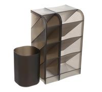 LIFKOME Lot de 3 Boîtes de Rangement pour Pinceaux de Maquillage Transparent Gris, Petite et Grosse Tailles, Inserts Obliques, pour Bureau et Chambre, Organisateur Polyvalent en Plastique