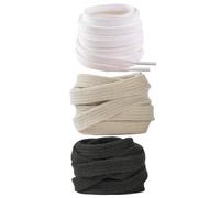 LIFKOME Lot de 3 Paires de Lacets Plats en Pur Coton 100 CM, Lacets de Chaussures Unis Blanc, Noir et Beige, Compatibles Sneakers et Chaussures Décontractées, Antidérapants et Faciles à