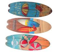 LIFKOME Lot De 3 Panneaux Muraux En Bois Planche De Surf, Décoration Murale Plage Été, Accessoires Décoratifs Pour Intérieur Et Extérieur, Ambiance Tropicale, Décorations De Fête