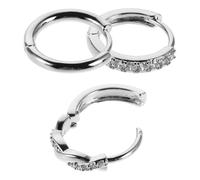 LIFKOME Lot de 3 petites créoles argentées à clip pour piercing de cartilage, manchette d'oreille torsadée avec strass, pour femmes, hommes, mères et filles