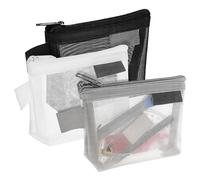 LIFKOME Lot De 3 Porte-Monnaie en Filet Nylon, Pochettes Zippées Compactes, Organisateurs pour Femmes, Rangement Quotidien, Maille Semi-Transparente Noir Blanc Gris