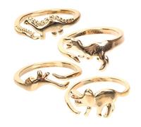 LIFKOME Lot De 4 Bagues Dinosaures Ouvertes Ajustables En Métal, Bagues Petites Pour Femmes Et Filles, Bijoux Dinosaures Tendances Pour Usage Quotidien, Tailles 05 à 08