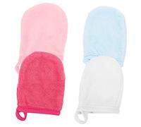 LIFKOME Lot de 4 Moufles Nettoyants Visage Taille Unique en Tissu Doux et Absorbant, Accessoires Démaquillants Pratiques pour Usage Quotidien Féminin et Soins du Visage Couleur Aléatoire