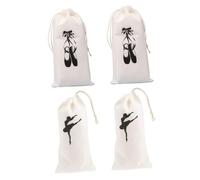 LIFKOME Lot de 4 Paquet à Chaussures de Danse en Toile, à Cordon de Serrage, pour Ballerines et Chaussures de Ballet, Cours Voyages