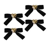LIFKOME Lot de 4 Pinces à Cheveux en Velours Noir Forme Cœur, Accessoires Élégants et Doux Qui Ne Cassent Pas les Cheveux, pour Décorer une Queue de Cheval