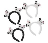 LIFKOME Lot de 4 Serrage-têtes Panda en Peluche Doux pour Filles, Bandeaux D’oreilles D’animaux Noirs et Blancs, Accessoires Cosplay et Soins du Visage, Bandeaux Mode pour Fêtes