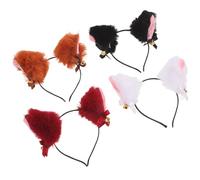 LIFKOME Lot de 4 Serre-Têtes Oreilles de Renard en Fausse Fourrure avec Grelots Couleurs Noir Blanc Rouge Foncé Marron Accessoires Cosplay Halloween Fête pour Adultes et Garçons et