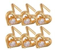 LIFKOME Lot De 6 Anneaux De Nez En Forme De Cœur Avec Crochet Crochu Clous De Nez En Forme De L Anneaux De Lèvre À Vis Bijoux De Piercing Corporel Dorée