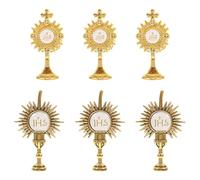 LIFKOME Lot de 6 broches de communion : Croix dorée à épingler | Bijou catholique pour femme | Broche religieuse pour les fêtes religieuses | À porter sur un sac à dos, une veste ou un chapeau
