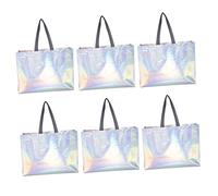 LIFKOME Lot de 6 Paquet Fourre-Tout Poignée Moyen, Non Tissé Pelliculage Miroir, Réutilisables et Robustes, Supports de Rangement Pratiques pour Courses et Emballages Présents, Usage