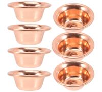 LIFKOME Lot de 7 Coupes D'offrande Tibétaines en Laiton Rouge 7 Cm, Bols Rituels pour Contemplation Bouddhiste, Bols D'eau Bénite Compacts et Résistants Feu, Accessoires Décoratifs