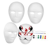 LIFKOME Lot de Masques Papier à Peindre Blanc DIY pour Adultes et Garçon Fille Surface Uniforme et Peinturable Masques Vierges pour Décoration Carnaval Halloween Activité Créative