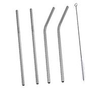 LIFKOME Lot de Pailles Inox Réutilisables et Courbées avec Brosse Nettoyage Set Acier Inoxydable pour Boissons Chaudes et Froides Smoothies Bubble Tea et Écologiques