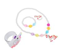 LIFKOME Montre à Pression Licorne en Silicone pour Filles, Bracelet et Collier Dessin Animé, Ensemble 3 Pièces Coloré, Accessoire Mode Garçon et Filles, Présent Anniversaire Ludique