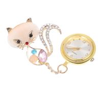 LIFKOME Montre Broche Infirmière à Épingler Fox Tête Dorée avec Cristaux Montre Suspendue pour Blouse Médicale Unisexe Présent Infirmière Examen Pratique et Décoratif