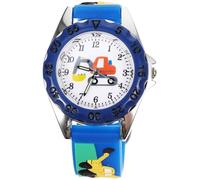 LIFKOME Montre Numérique Garçon et Filles en Silicone Bleu Marine, Bracelet Ajustable, Cadran Quartz Motifs Cartoon Excavatrice, Montre-Bracelet Éducative pour Tout-Petits et Élèves,