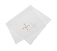 LIFKOME Nappe liturgique en Lin Blanc brodé avec Croix Centrale - Corporal pour cérémonies et Messes - Linge d'autel brodé pour Services sacramentels - Tissu de Communion avec Bordures