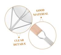 LIFKOME Oil Strainer Skimmer Scoop With Wooden Handle Stainless Steel Fry Scoop For French Fries Donuts Hot Pot Seafood Efficient Oil Draining And Food Scooping Tool