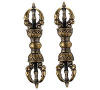 LIFKOME Ornements Mini Pilon Vajra En Laiton Antique 2 Pièces, Décoration Intérieure Maison Et Bureau, Couleur Cuivre Ancien, Style Bouddhiste Tibétain, Usage Rituel Et Décoratif
