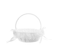 LIFKOME Panier à Fleurs de Mariage Dentelle Blanche avec Poignée Panier Décoratif pour Fête et Cérémonie pour et Rangement de Pétales