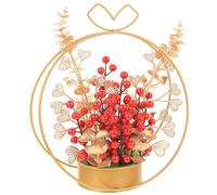 LIFKOME Panier Décoratif à Baies Rouges Artificielles, Ornement de Table pour Mariage et Fiançailles, Décoration de Fleur pour Salon et Table à Manger, 1 Pièce, Ambiance Festive Nouvel an