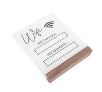 LIFKOME Panneau de Mot de Passe Wi-Fi en Acrylique Transparent avec Socle Allongé Blanc et Stylo Panneau D’Affichage Vertical pour Bureau Hôtel Restaurant Décoration Signalétique