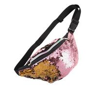 LIFKOME Paquet Banane pour Filles Paillettes Sirène, Polyester Rose, Bandoulière Réglable, Facile à Nettoyer, Paquet pour Usage Quotidien et Sport