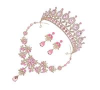 LIFKOME Parure de Bijoux pour Fille Couronne Bandeau Collier et Boucles Oreilles pour Mariage Anniversaire Fête