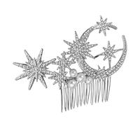 LIFKOME Peigne à Cheveux Étoile et Lune Métal avec Strass pour Mariage Barrette Latérale Décorative pour Femmes