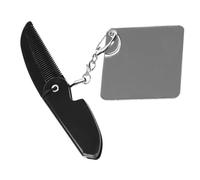 LIFKOME Peigne Pliable Petit Format pour Hommes Peigne à Dents Fines avec Miroir Carré et Porte-clés Léger et Facile à Transporter pour Barbe et Moustache