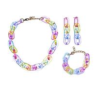 LIFKOME Pendentif Acrylique Coloré Bijoux Ensemble Pour Fille Bracelet Collier Boucles Oreilles Parure De Bijoux