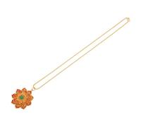 LIFKOME Pendentif Vintage Collier en Laiton Doré Fleur de Nénuphar Bijou Émaillé Artisanal Style Rétro Élégant pour Femme pour Occasions Festives et Mariages