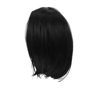 LIFKOME Perruque Noire Courte Droite Avec Frange Cheveux Synthétiques Résistants Chaleur Style Bobo Parfait Pour Halloween Cosplay Et Utilisation Quotidienne