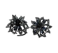 LIFKOME Pince à Cheveux Strass Et Griffe De Fleur Petite Taille En Alliage Noir, Antidérapante, Pour Femme Et Demoiselle D'honneur, Accessoire Coiffure Queue De Cheval, Lot De 2