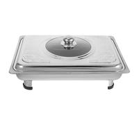LIFKOME Plateau Rectangulaire en Acier Inoxydable avec Couvercle, Plateau de Service Polyvalent Argenté pour Buffet Self-service et Mariages