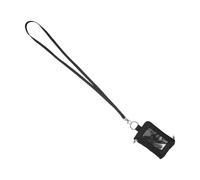 LIFKOME Porte-Cartes RFID Minimaliste Noir 12 X 7,5 X 1,5 Cm avec Cordon Amovible, Poche Zippée Sécurisée et Fenêtre D’Identification Transparente, Portefeuille Anti-vol pour Étudiants