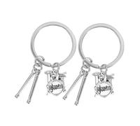 LIFKOME Porte-clés de batteur en métal - Design de baguette de batterie - Pendentif de sac à dos et ornement de percussions - 2 pièces - Cadeau de fête pour musiciens et fans de rock