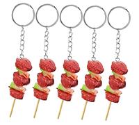 LIFKOME Porte-clés Pendentif Gourmand Réaliste En Résine, Lot De 5 Décorations Suspendues Imitation Nourriture, Breloques De Paquet à Main Mignonnes Pour Clés, Voiture Et Paquet à Dos, Taille Compacte