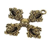 LIFKOME Porte-Clés Pendentif Vajra en Laiton Croix Antique Mini Ornements Bouddhistes Artisanat Décoratif pour Accessoire de Paquet 1 Pièce